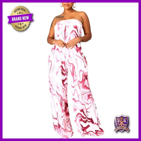 Pants - Sleeveless Pleated Jumpsuit Wide Leg Pants Casual Fashion Romper Polyester